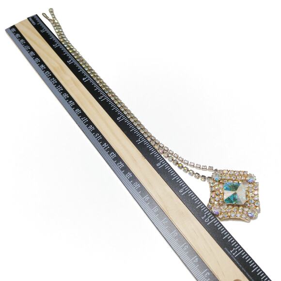 Vintage AB Rivoli Crystal Rhinestone Pendant Necklace, 1950s - Picture 7 of 10